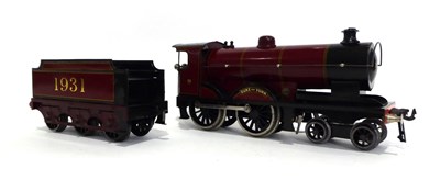 Lot 370 - Bassett-Lowke O Gauge C/w 4-4-0 LMS Locomotive Duke of York 1931 with six wheel tender, maroon...