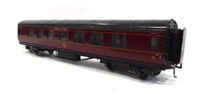 Lot 385 - Exley O Gauge K5 LMS All 3rd Corridor Coach 2222 (G, chipping to roof)