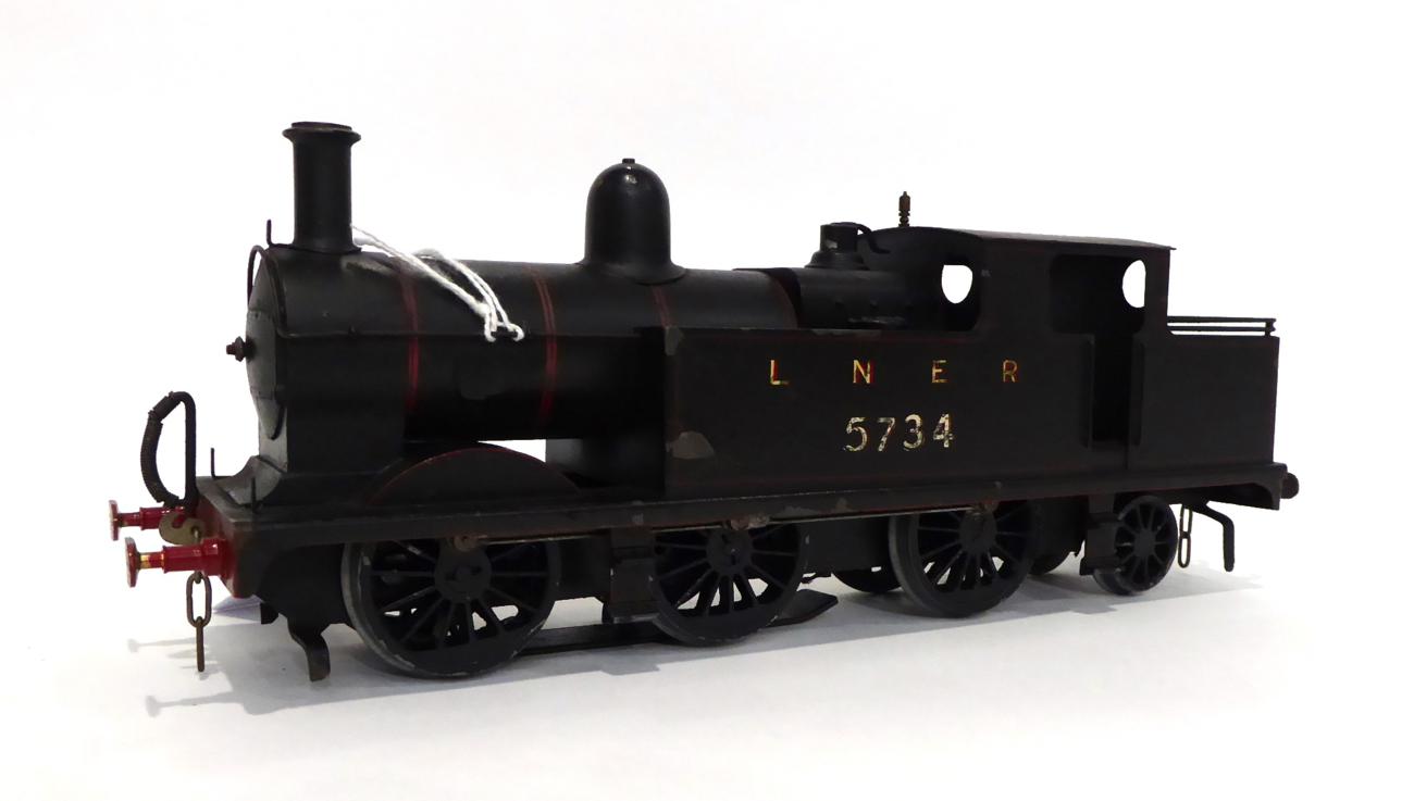 Lot 391 - Leeds Model Company O Gauge 3-Rail Electric 0-6-2T LNER 5734 Locomotive black with 'ski'...