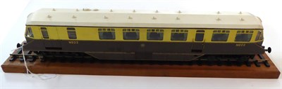 Lot 394 - Penguin Models O Gauge 2-Rail Electric AEC Railcar GWR No.22 fixed onto display rail (E)