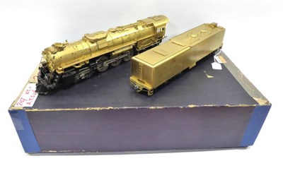 Lot 412 - KTM (Japan) O Gauge Brass  4-8-4 Santa Fe Locomotive and sixteen wheel bogie tender, unpainted (E-G