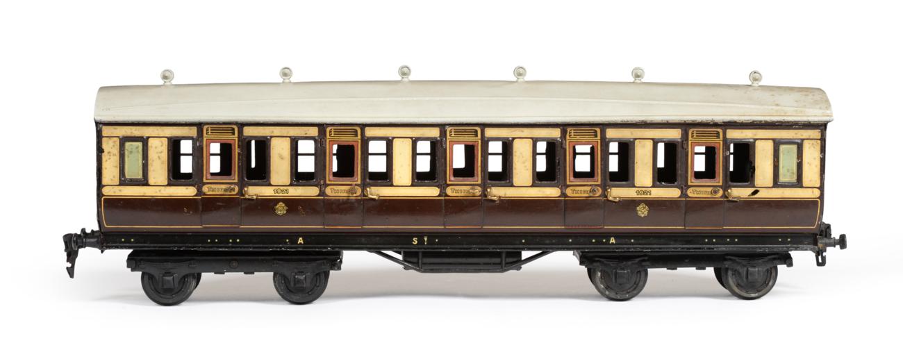 Lot 439 - Bing For Bassett-Lowke Gauge I LNWR 3rd Corridor Coach 1921 44cm (G, fitted with Marklin couplings