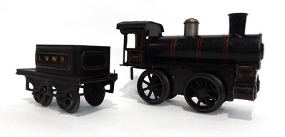 Lot 446 - Bing Gauge I C/w 0-4-0 Locomotive 1902 and four wheel tender, black with red lining (G)