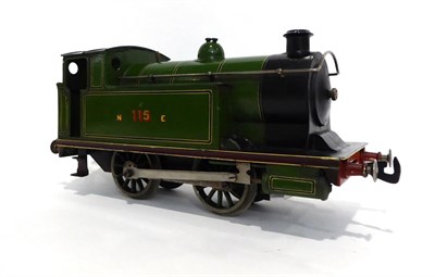 Lot 447 - Bing Gauge I C/w 0-4-0T NE Locomotive 115 green with black/cream lining, with BW ink stamp to...