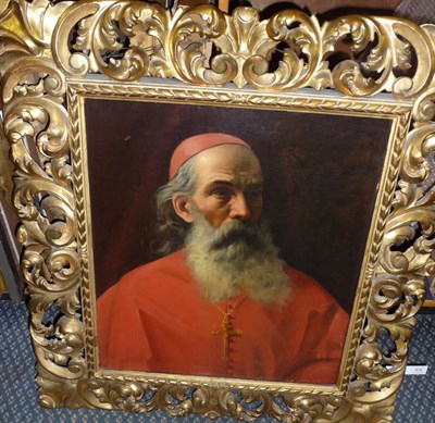 Lot 874 - Italian School (19th century) Portrait of a Cardinal, head and shoulders, wearing red robes Oil...