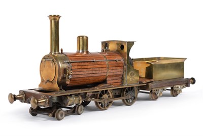 Lot 452 - Brass Apprentice Piece Approximately 85mm Gauge 4-4-0 Spirit Fired Locomotive and four wheel...