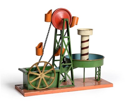 Lot 464 - Bing Live Steam Accessory consisting of five bucket water lifter powered by flywheel, the water...