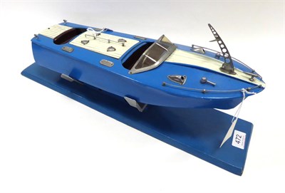 Lot 472 - ITO (Japan) Speedboat blue with white decking/motor cover, with electric motor and metal deck...