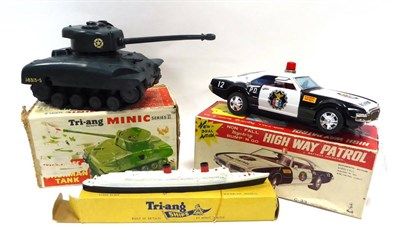 Lot 478 - Taiyo (Japan) Battery Operated High Way Patrol Car Bump'n'go action (E-G box G); Minic Series...