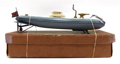 Lot 482 - CK (Japan) Friction Powered Diving Submarine grey hull with gun and conning tower to deck and Union