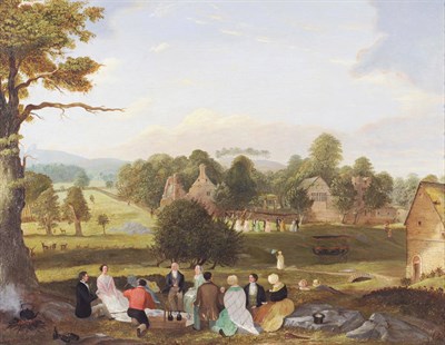 Lot 878 - J"¦ Chesterton (19th century provincial school) Figures Picnicking, others dancing beside...