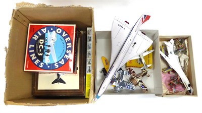 Lot 490 - Various Aircraft including battery operated Concorde (E-G), Dinky 706 Vickers Viscount Air...