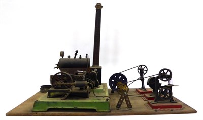 Lot 498 - Doll & Cie Live Steam Stationary Engine consisting of horizontal boiler mounted on brick effect...