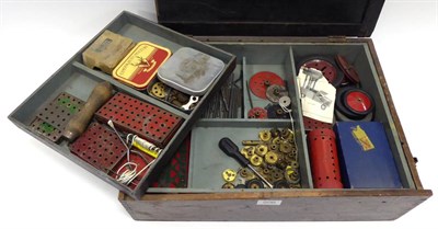 Lot 506 - Meccano A Collection Of Pre-War Red/Green Parts approximately a Set 6, in fitted wooden box...