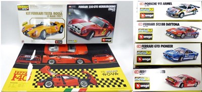 Lot 513 - Constructed Metal Kits Ferraris Nova F40; Buragos: 250GTO Nurburgring, Testarossa Le Mans, GTO...