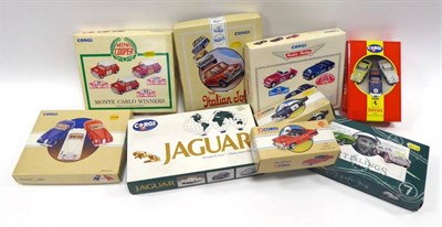 Lot 517 - Corgi Sets 97713 The Italian Job, 97730 Competition Austin Healeys, 97712 Monte Carlo Winners,...