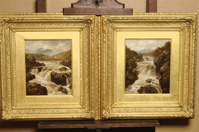 Lot 881 - Edward Gill (fl.1842-1872) "Rocky Scene with Waterfall"; "Rocky Glen with Waterfall" Both...