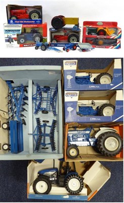 Lot 520 - Ertl And Similar Diecast Tractors including Ford Deluxe Farm Set, Ford 8600, Ford 4000, New Holland