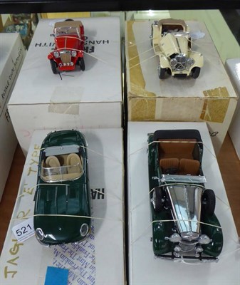 Lot 521 - Franklin Mint British Cars 1938 Jaguar SS100, 1948 MG TC, Jaguar E Type and 1938 Alvis 4.3 (all...