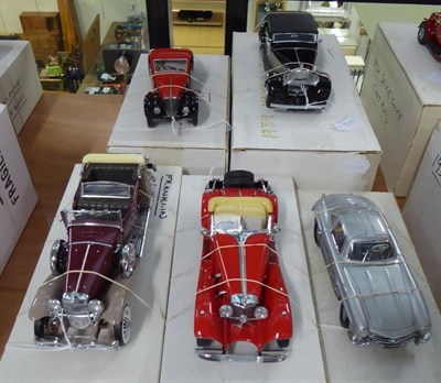 Lot 523 - Franklin Mint Continental Cars 1936 Bugatti Atlante Type 57, Mercedes Benz 500k, 1930...