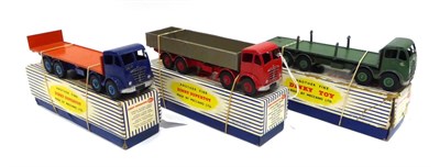 Lot 538 - Dinky 2nd Fodens 901 Wagon red/fawn (G box G) 903 Flat with tailboard G box G) 905 Flat with chains