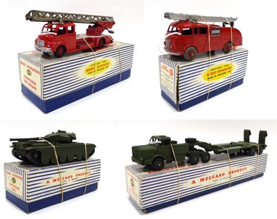 Lot 547 - Dinky Military Vehicles And Fire Engines 660 Tank Transporter (E box G) 651 Centurion tank (G-E box