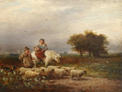 Lot 884 - Attributed to Charles Thomas Burt (19th century) Drover and Sheep with his Dog, a lady on a...