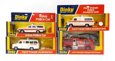 Lot 552 - Dinky Window Box Models 269 Ford Transit Police accident unit, 243 Volvo Police car, 274 Ford...