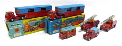 Lot 561 - Corgi Chipperfields Circus 2x1130 Horse transporter (both boxed) two Crane trucks, Booking...