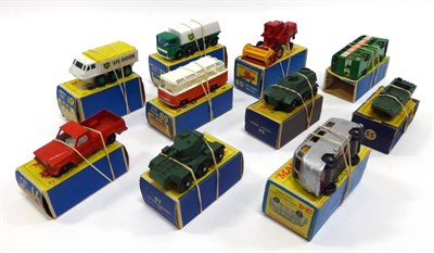 Lot 570 - Matchbox 1-75's 32 Leyland tank BPW, 34 VW Camper BPW, 54 Saracen BPW, 55 DUKW MW, 61 Alvis...