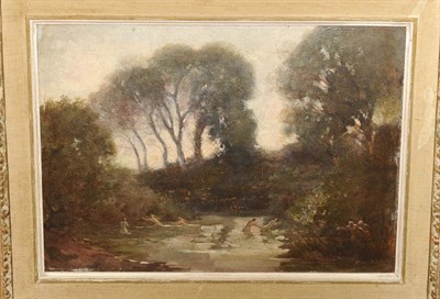 Lot 887 - Circle of Joseph Vickers de Ville R.B.S.A. (19th/20th century) Bathers in a River Landscape Oil...