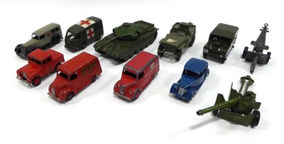 Lot 583 - Benbros Military Police Land Rover (E-G) together with assorted Dinky toys and a French Dinky...