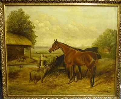 Lot 890 - William J. Crampton (1855-1935) Farmyard Scene  Signed and dated 1888, oil on canvas, 63.5cm by...