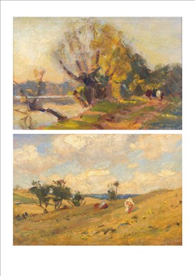 Lot 891 - Joseph Henry Vignoles Fisher (ex.1884-1939, d.1945) "The Pond Road"; "Surrey Uplands" Both...