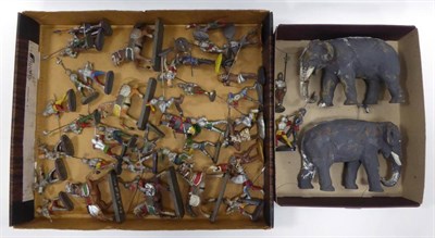 Lot 638 - Elastolin And Similar Composition Figures mostly knights, two elephants and a few others...