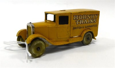 Lot 535A - Dinky (Pre-war) 28a 1st Type Hornby Trains Van yellow with metallic yellow wheels, 'Meccano...