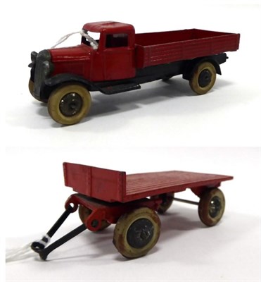 Lot 535B - Dinky (Pre-war) 25a Wagon red, black chassis and smooth hubs (G, signs of fatigue, lacks towing...