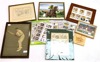 Lot 6 - Cricket Memorabilia including an A Chevalier Taylor print of A J Hopkins, Punch Cartoon...