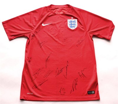 Lot 14 - Signed Football Shirt England, Red 2014 with letter of authenticity dated 11/09/14