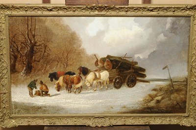 Lot 898 - Harden Sidney Melville (fl.1837-1881) Figures Logging in Winter Indistinctly signed, oil on canvas