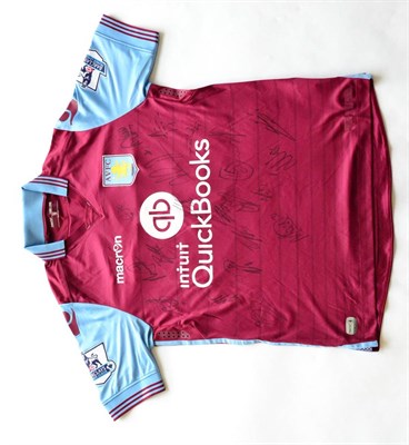 Lot 37 - Signed Football Shirt Aston Villa, Maroon/Blue with Certificate of Authenticity