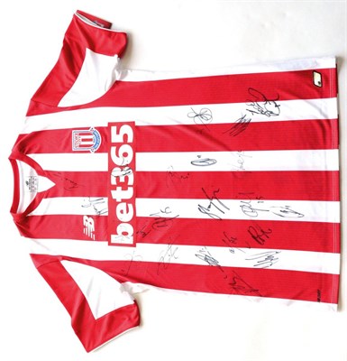 Lot 44 - Signed Football Shirt Stoke City, Red/White Stripes
