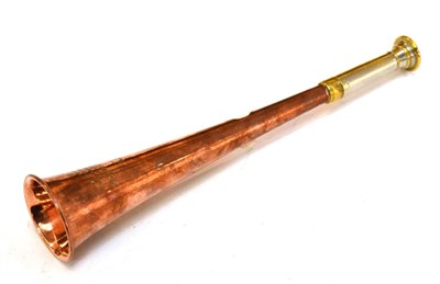 Lot 73 - Kohler & Son Copper Hunting Horn with nickel mouthpiece, engraved 'Jack Pease IHH 1944'