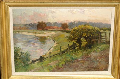 Lot 902 - Thomas Eyre Macklin R.B.A. (1867-1943) "Rockcliffe Farm on Tees, Near Croft" Signed and dated 1897