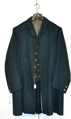 Lot 78 - A Black Silk Hunting Coat and Waistcoat, with full complement of nineteen brass buttons by Firmin &