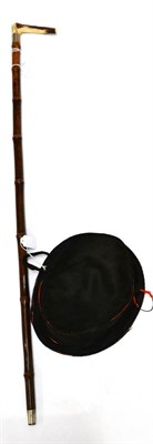 Lot 84 - A Late Victorian/Edwardian Lady's Black Silk Riding Bonnet; An Edwardian Partridge Cane and...