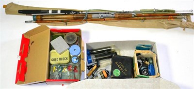 Lot 123 - Mixed Fishing Tackle, including rods, reels and lures, together with a box of videos