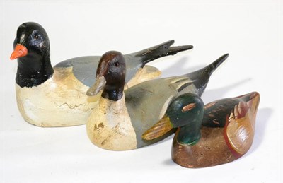 Lot 140 - Three Painted Wood Bird Decoys, comprising a black headed gull and two ducks