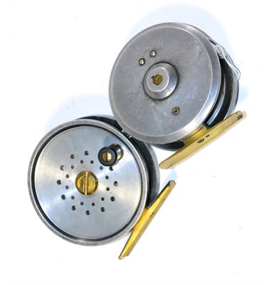 Lot 142 - Two Alloy Fly Reels - Sharpes of Aberdeen 3 1/2inch, with brass foot and Cummins of Bishop Auckland