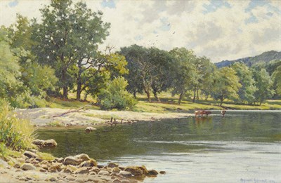 Lot 909 - Reginald Aspinwall A.R.Cam.A. (1858-1921) Summer Scene on the River Lune Signed and dated 1904, oil